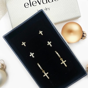 Kreuz Ohrring Geschenk Set • Kreuz Schmuck • Weihnachtsgeschenk • Geschenk bereit • Geschenk für sie • Geschenk für Mutter • Weihnachtsschmuck