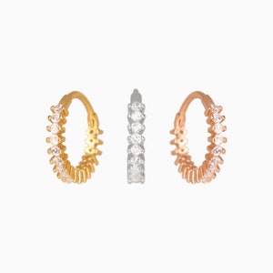 16G/18G/20G Paved Cartilage Conch Clicker Hoops CZ Hinged Clicker Hoops Seamless Hinged Hoop Diamond Hoop image 5