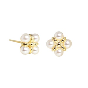 Freshwater Pearl Stud Earrings gold stud earrings silver earrings minimalist jewelry elevado jewelry image 2