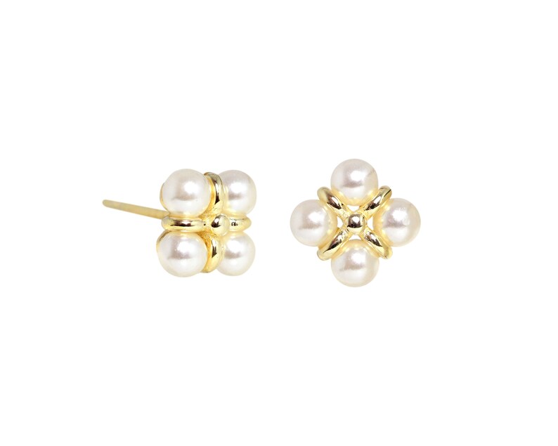 Freshwater Pearl Stud Earrings gold stud earrings silver earrings minimalist jewelry elevado jewelry image 2