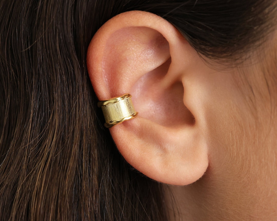 Statement Thick Ear Cuff Ear Cuff No Piercing Gold Ear Cuff Ear Cuff Non Pierced Fake Helix