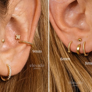 Huggie-oorbellen gedraaid touw • kraakbeen • tragus • helix • oorringen • cadeau voor haar • minimalistische oorbellen • moederdagcadeau