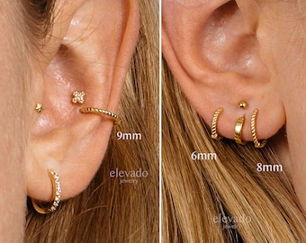 Twisted Rope Huggie Hoop Earrings • cartilage • tragus • helix • hoop earrings • gift for her • minimalist earrings • mothers day gift