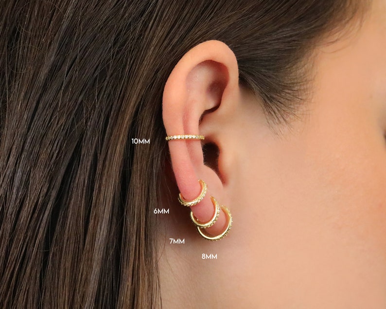 16G/18G/20G Paved Clicker Hoops CZ Hinged Clicker Hoops Seamless Hinged Hoop Huggie Hoop Earrings Tiny Hoop Earrings Tragus Hoop image 4