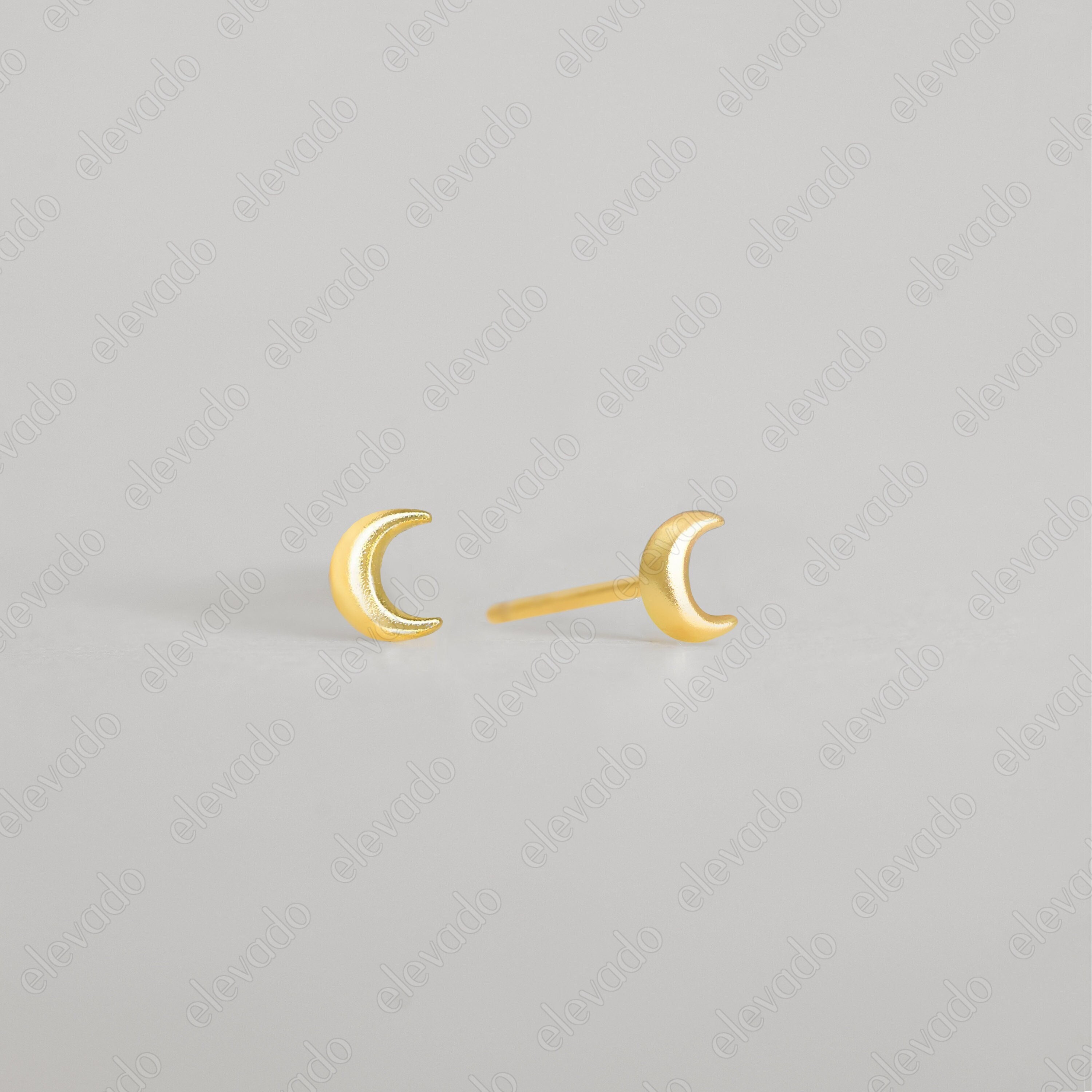 Tiny Moon Stud Earrings • dainty earrings • moon earrings • tiny stud earrings • small stud earrings • minimalist earrings
