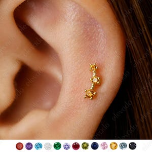18G/16G Topaz Climber Internally Threaded Labret Stud •Cartilage Earring • Tragus • Conch Stud • Cartilage Stud • Flat back Labret