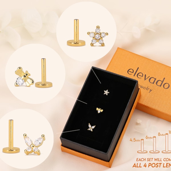 Set of 3 • Flower Flat Back Earring Gift Set • earring set • gift ready • gift for her • gift for mom • gift set • bee studs • elevado