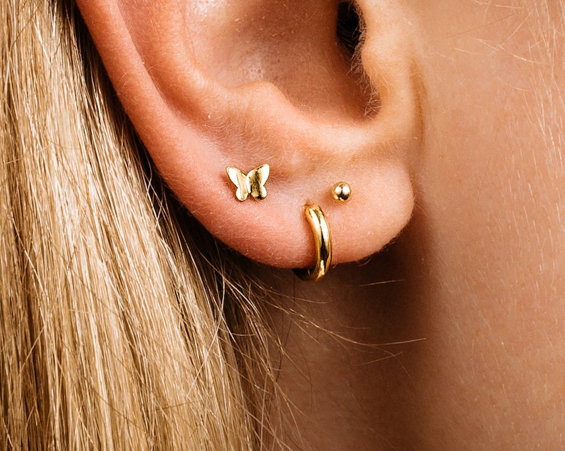 20G Tiny Butterfly Screw Back Earrings butterfly stud earrings dainty earring minimalist earring tiny studs gold stud earrings image 5