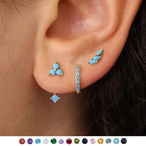 Turquoise bloemenoorbellenset van Elevado • perfecte oorbellen voor haar • cadeau voor haar • geboortesteenoorbellen • vakantiecadeau • kerstcadeau