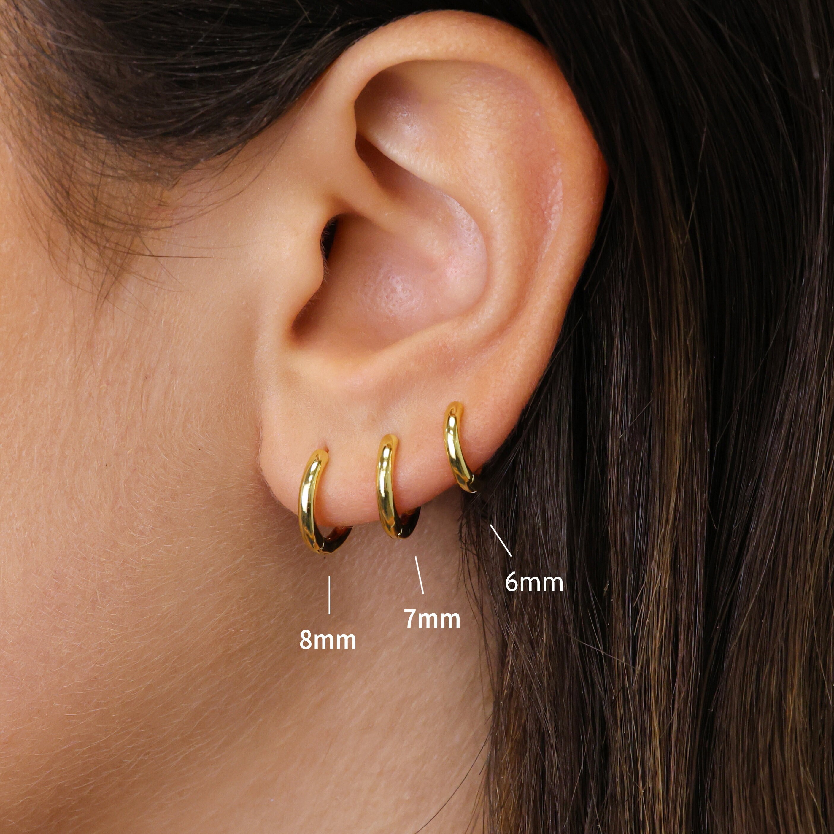 Gold Dainty Huggie Hoop Earrings • rounded hoop earrings • cartilage hoop • gold conch hoop • earlobe hoops • rook hoops • daith hoops