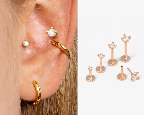 14K Gold Push Flat Back Birthstone Earring – KEILA