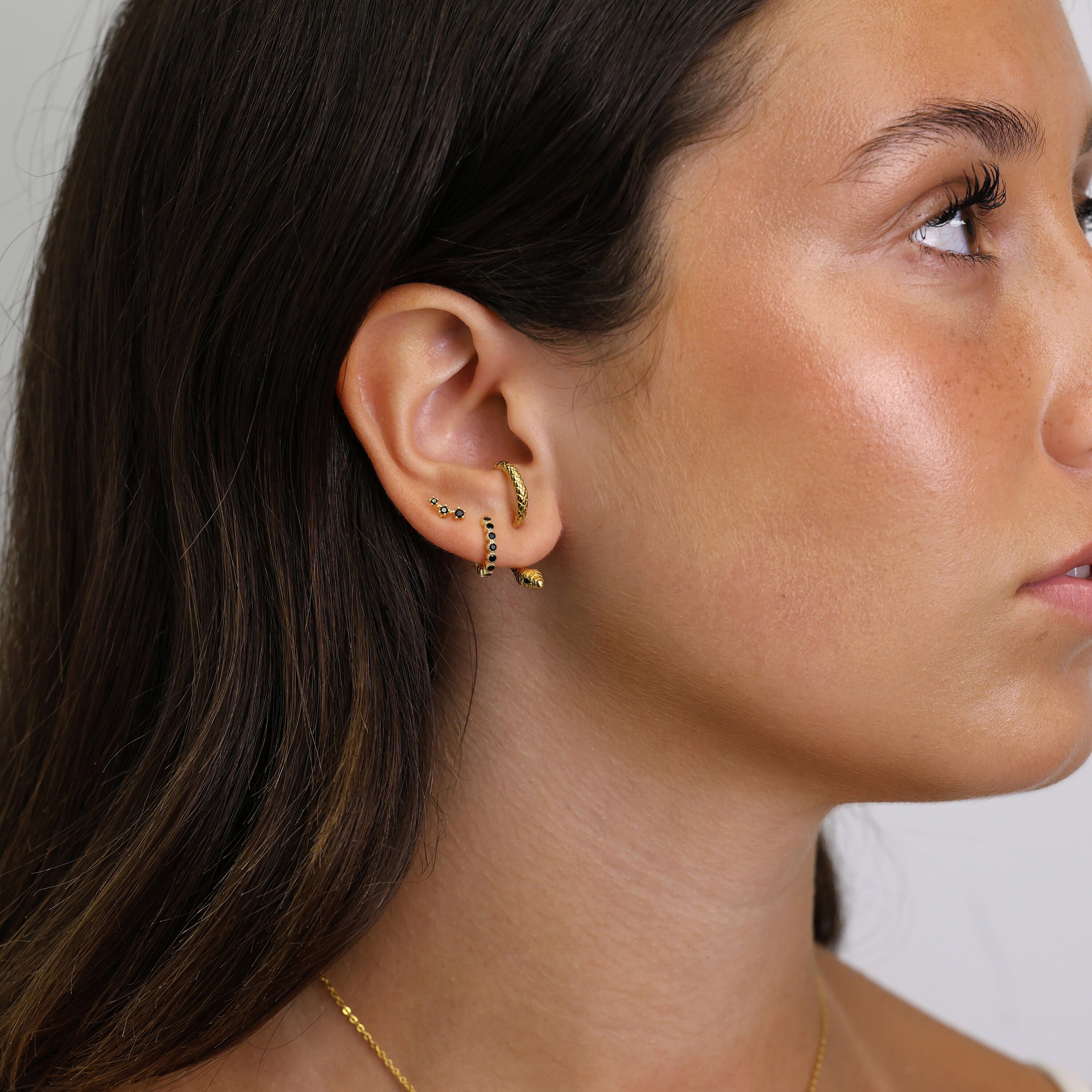 Boucles D'oreilles Argent Massif 925 Et Onyx Noir – Forme Serpent – Neuves Avec étiquettes
