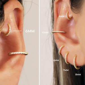 Huggie Hoop Earrings • paved clicker hoops • cartilage hoop • rook hoop earrings • minimalist earrings • tragus hoop • small helix hoop