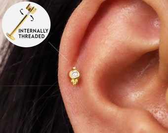 18G/16G Tiny Tear Drop Internally Threaded Labret Stud • Cartilage Earring • Tragus • Conch Stud • Cartilage Stud • Flat back Labret