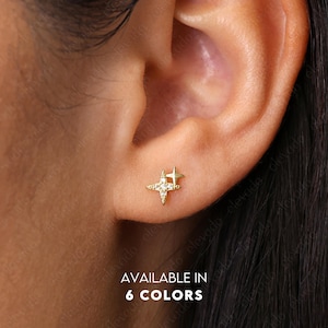 Dainty Starburst Stud Earrings: 18k Gold Plated Sterling Silver