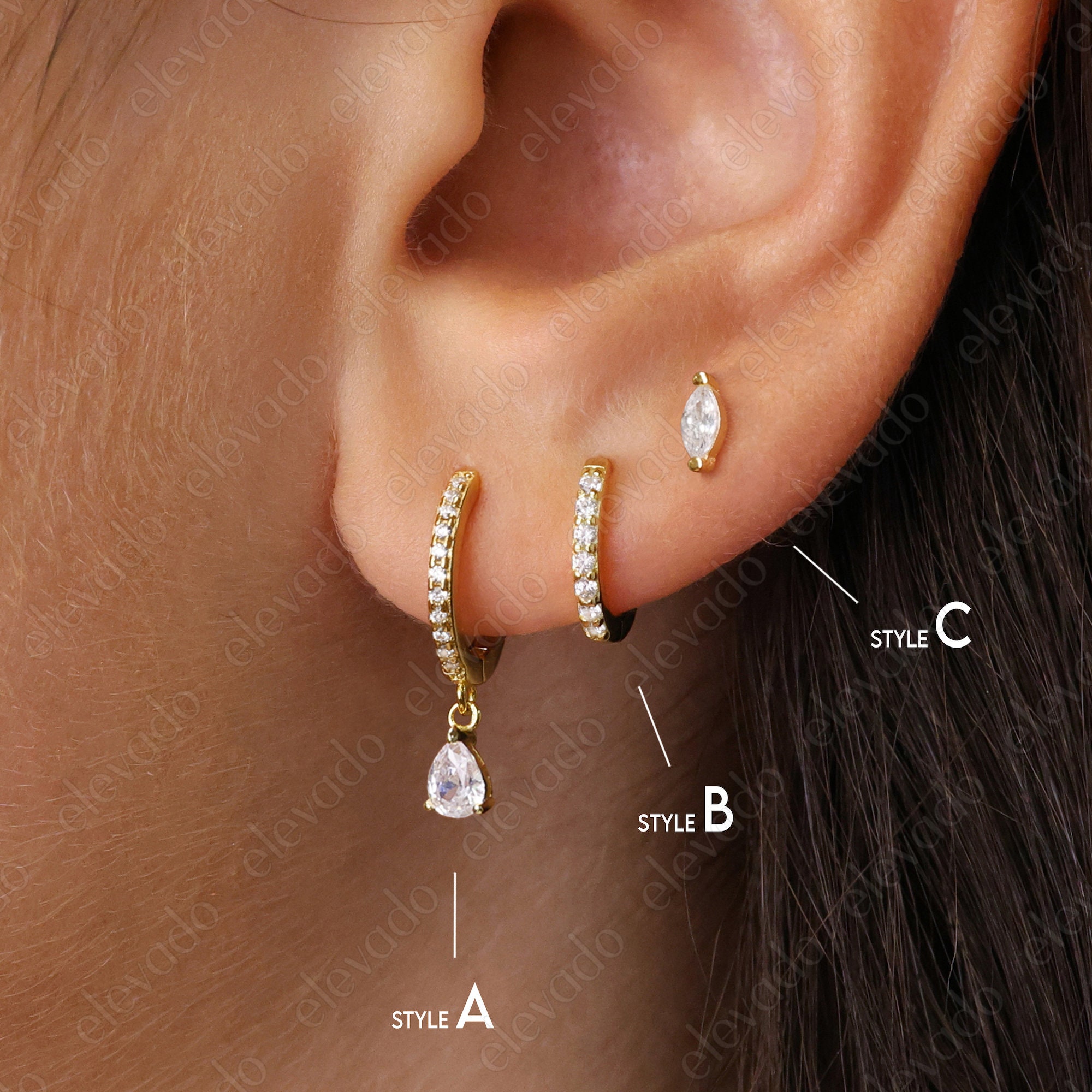 Reffeer Orecchini a forma di stella in argento Sterling 925 massiccio