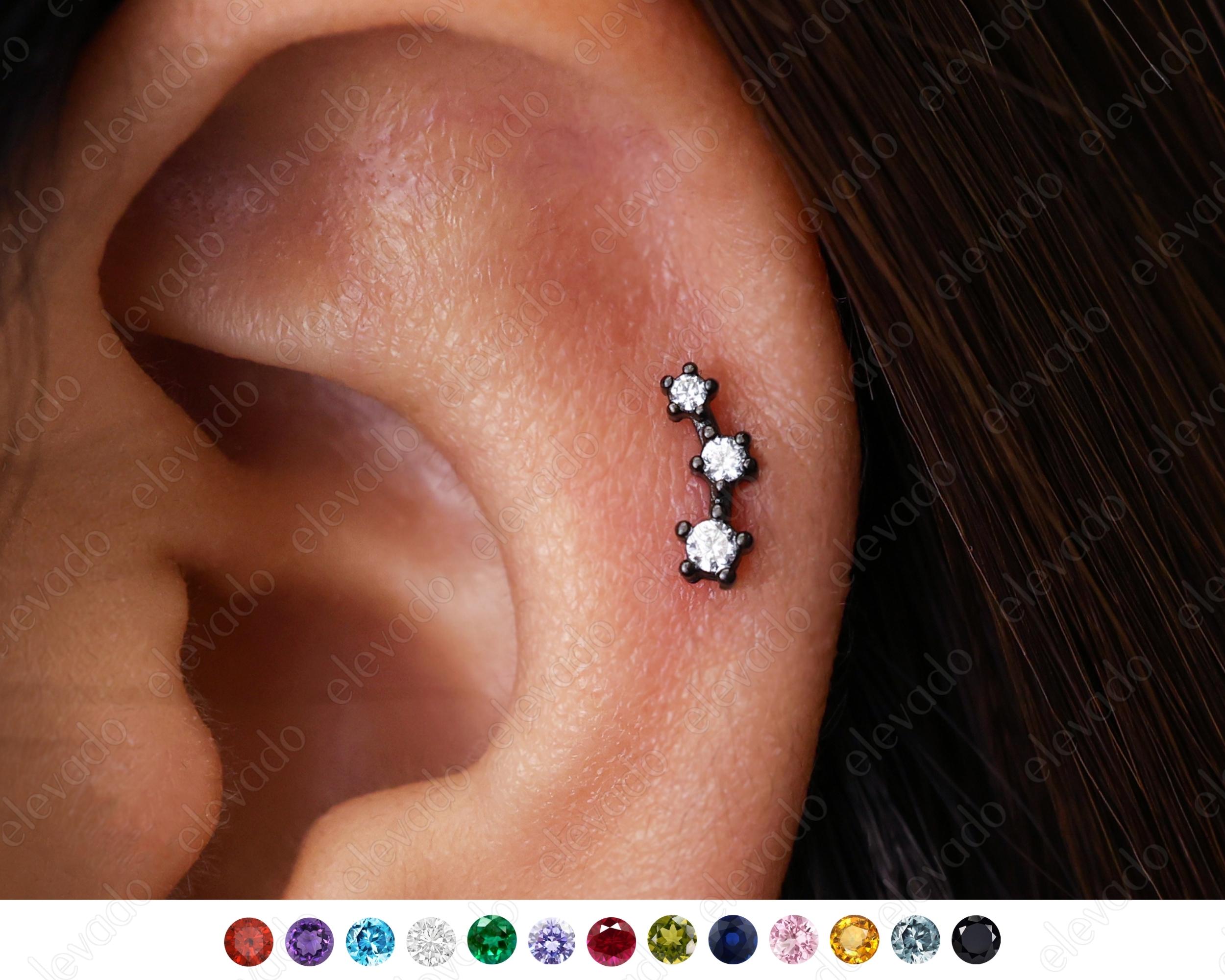 Piercing Nez Studs En Titane - 3 Pièces 1.2x8mm - CZ Cristal - Hypoallergénique - Pour Nez, Tragus, Lèvre