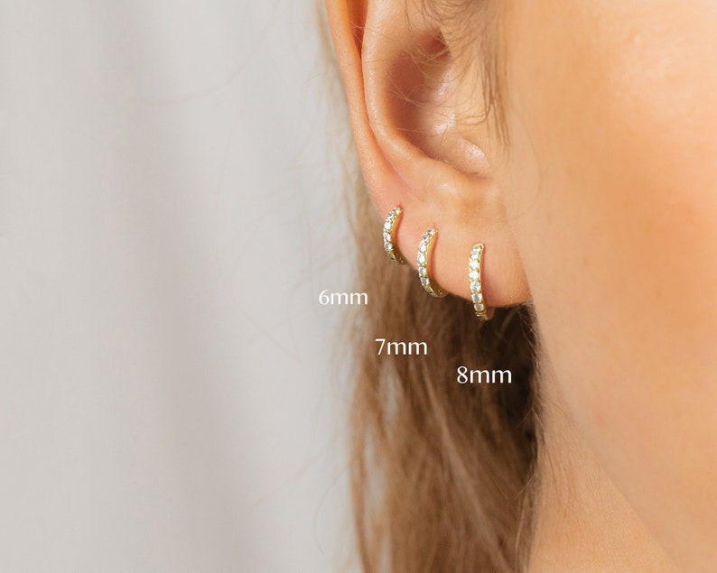 Huggie Hoop Earrings • gold conch hoop • cartilage hoop • hoop earrings • silver pave ring hoop • tragus hoop • small helix hoop 