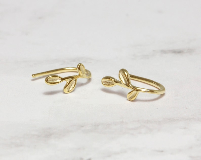 Leaf Ear Climber Ear Cuff No Piercing Silver Ear Cuff Etsy Canada