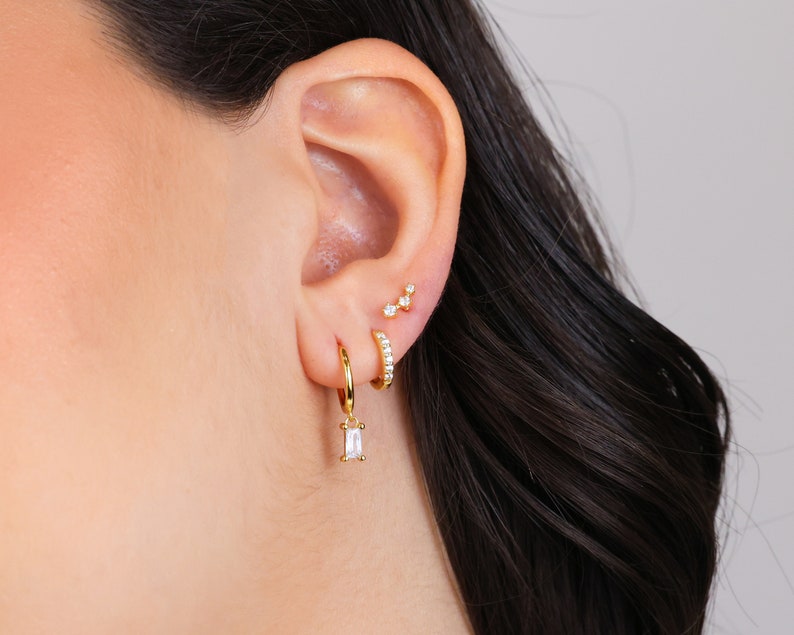 Tiny Climber Stud Earrings CZ dainty earrings gold studs small stud earrings minimalist earrings silver stud earrings image 3