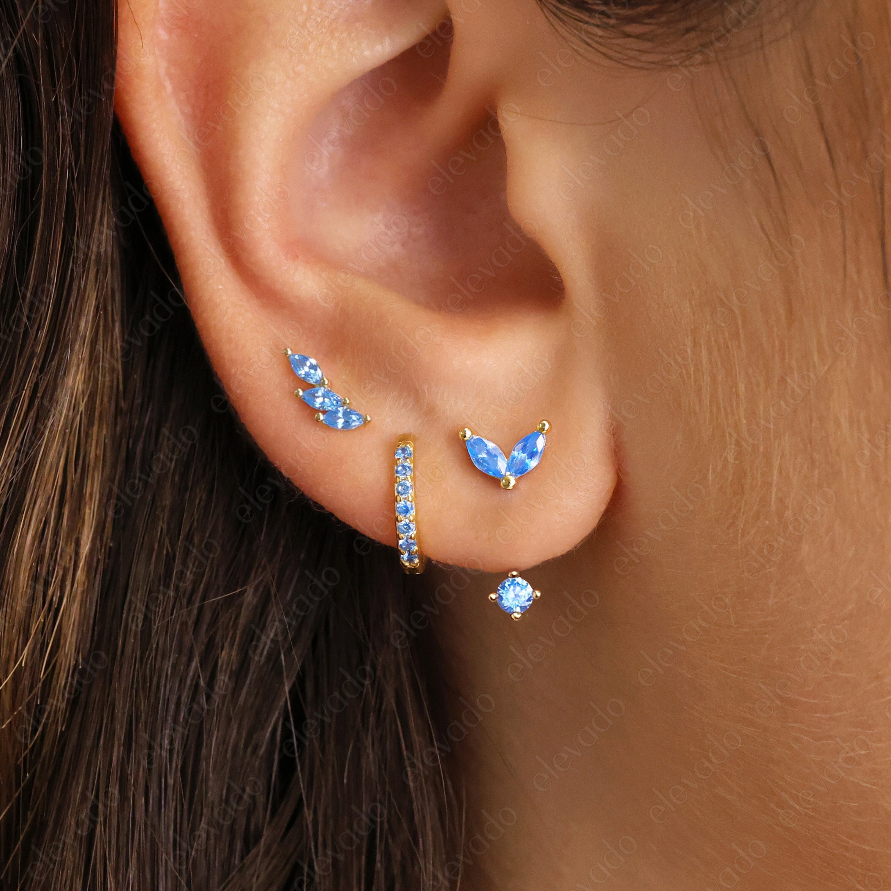 Aquamarine Marquise Front Back Set by Elevado • perfect earring for her • gift for her • birthstone earrings • holiday gift • christmas gift
