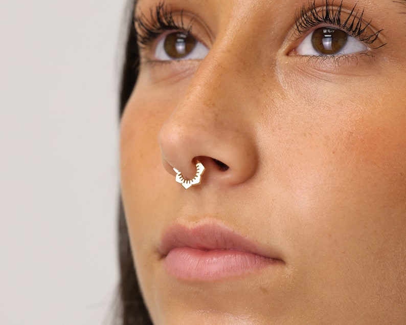 Flower Daith Hoop Earring, Nose Ring, Conch Hoop, Hoop Earring, 16G/18G Clicker Hoops Septum Ring Tragus Hoop Rook Hoop image 4