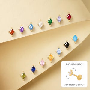 18G/16G Diamond Cut Cartilage Flat Back Labret • conch earrings • tiny studs •  cartilage stud • helix stud • tragus stud • labret stud