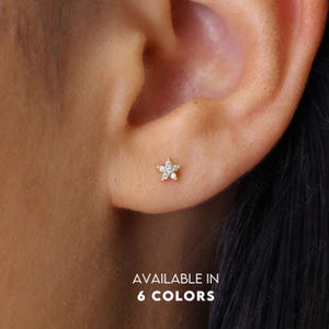 Tiny Flower Gemstone Stud Earrings • gold studs • small stud earrings • minimalist earrings • birthstone stud earrings