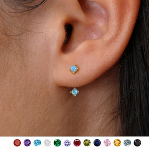Blue Opal Front Back Earrings • opal ear jacket • dainty ear jacket • opal earrings • ear jacket earring • minimal earring • elevado jewelry