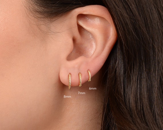 Thin Micro Pave Huggie Hoop Earring, 6mm/7mm/8mm/9mm CZ Hoop Earrings, –  eveandkus inc