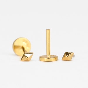20G/18G Tiny Diamond Cartilage Threadless Push Pin Earrings • gold conch earring • tiny cartilage stud • helix• tragus studs • flat back