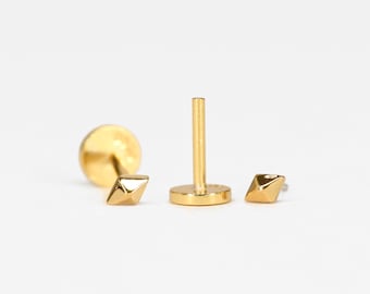 20G/18G Tiny Diamond Cartilage Threadless Push Pin Earrings • gold conch earring • tiny cartilage stud • helix• tragus studs • flat back