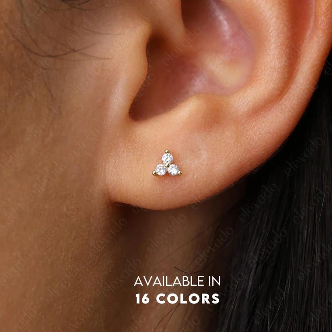 Tiny Flower Stud Earrings • CZ Dainty Earrings • Minimalist