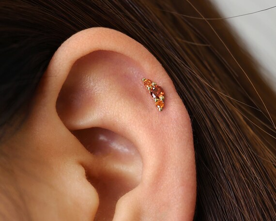 18G 16G Garnet Climber Flat Back Labret Stud Cartilage Earring