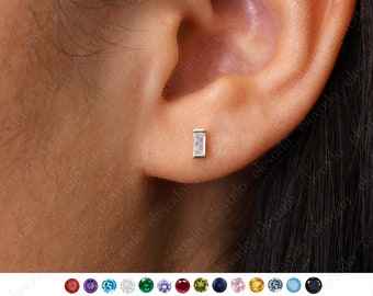 Baguette Ohrstecker • zierliche Ohrringe • kleine Ohrstecker • kleine Ohrringe • minimalistische Ohrringe • Gold Ohrstecker • Silber Ohrringe