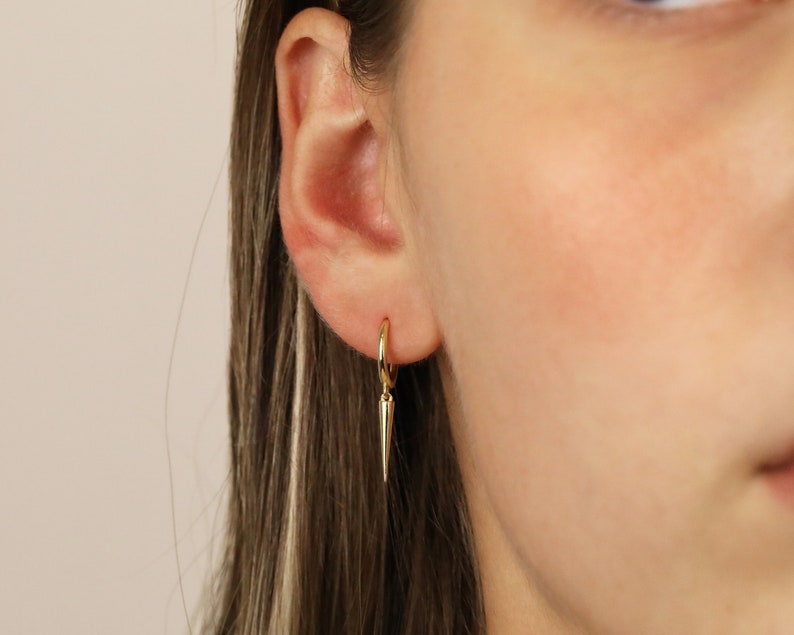 Spike Earrings • small hoop earrings • edgy earrings • dainty hoops • tiny hoops • huggie hoop earrings • gold • silver image 9