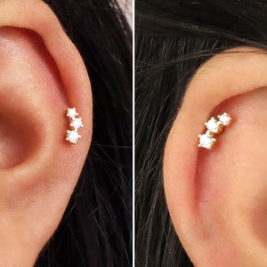 18G/16G Tiny Star Tragus Flat Back Labret 925 Sterling Silver Star Tragus Flat  Back Earring Helix Conch Earring Cartilage 