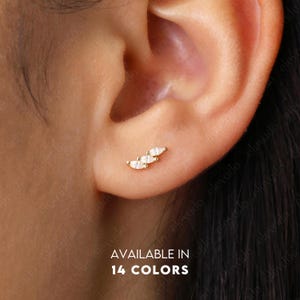 Dainty Climber Stud Earrings • CZ dainty earrings • tiny gold studs • small stud earrings • minimalist earrings • silver stud earrings