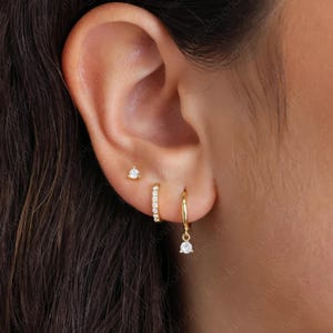 Classic Everyday Diamond Huggie Hoop Gift Set • Dainty Hoop Earrings • earring set • gift ready • gift for her • gift for mom • gift set