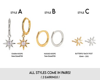 Orecchini A Stella In Argento Sterling Per Ragazze E Donne - Ipoallergenici Con Zirconia - Regalo Idea Natale