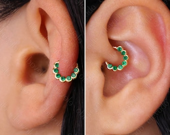 16G/18G/20G Emerald Clicker Hoop Earring • Emerald Nose Ring • Conch Hoop • Clicker Hoops • Septum Ring • Cartilage Hoops • Daith Hoops
