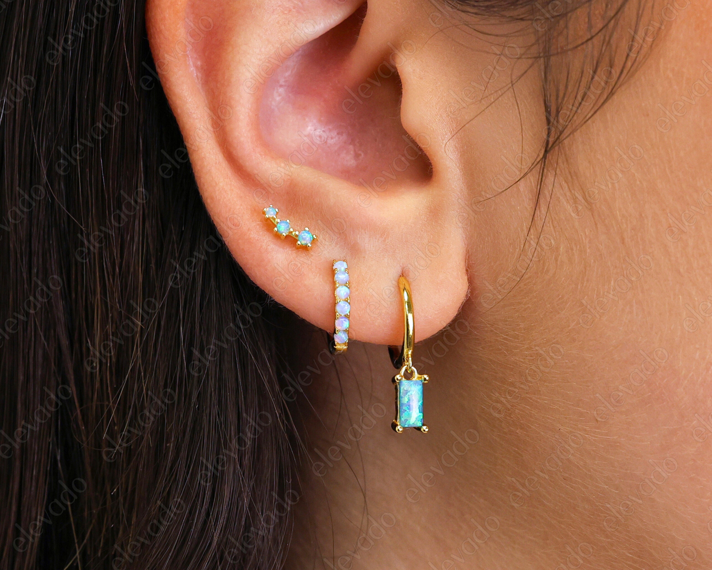 Zircon Charm Hoop Earring • Gold Hoop Earrings • Delicate