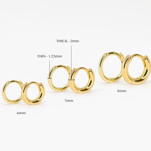 Simple Everyday Huggie Hoop Earrings rounded hoop earrings cartilage hoop gold conch hoop small helix hoop huggie tragus hoop image 6