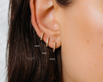 Straight Post Huggie Earrings Straight Post Hoops Small Hoop