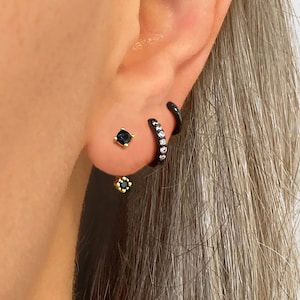 Cadeauset zwarte geplaveide oorbellen • zwarte juwelen sieraden • klaar cadeau • cadeau voor haar • cadeau voor moeder • kerstcadeau • cadeauset
