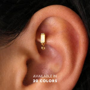 Tiny White Fire Opal Rook Hoop Earring • helix hoop • rook earring • helix opal hoop • cartilage earring • cartilage hoops