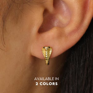 King Cobra Huggie Hoop Earrings • small snake hoop earrings • tiny hoop earrings • dainty snake hoops • tiny hoops • huggie hoop earrings