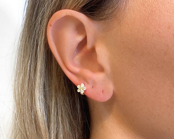 Flower Hoop Earrings cherry blossom cartilage hoop earrings | Etsy