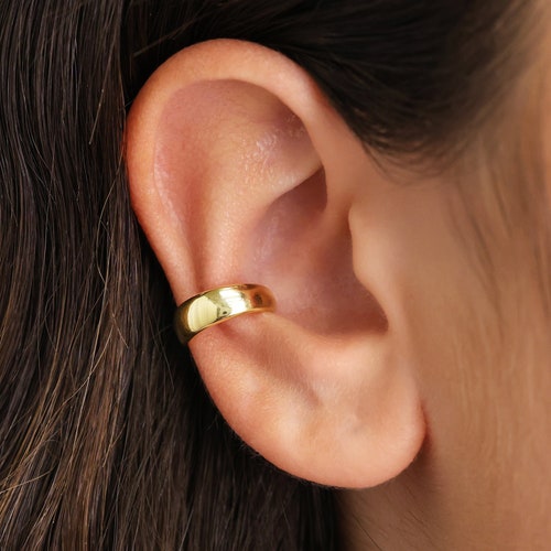 Créoles épaisses en forme de conque • contour d'oreille conque sans piercing • contour d'oreille en or • contour d'oreille non percé • contour d'oreille conque • boucles d'oreilles huggie