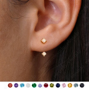 Feueropal Vorderseite Rückseite Ohrringe • Opal Ohrjacke • Zierliche Ohrjacke • Opal Ohrringe • Ohrjacke Ohrring • Minimale Ohrringe • Elevado Schmuck